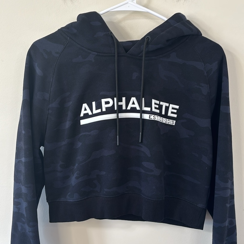 Alphalete Black Camo Cropped Hoodie Size Medium - Picture 4 of 9